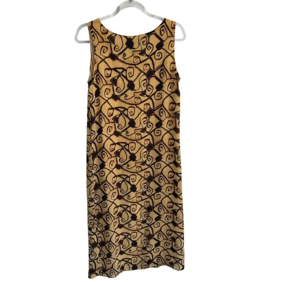 A Wild Thyme Womens Sleeveless Beige & Brown Swirl Print Maxi Dress Size 8P - Picture 7 of 7